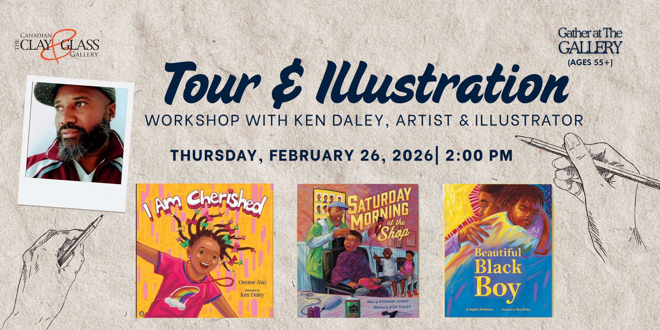 Gather at the Gallery: Gallery Tour & Illustration Workshop with Illustrator Ken Daley (55+)